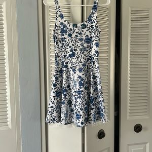 Blue floral skater dress